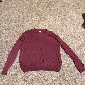 Women’s Burgundy V-Neck Sweater